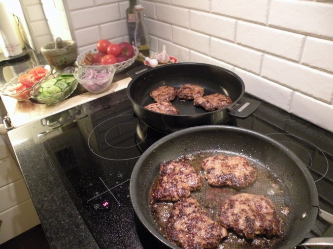 Hamburgare på gång