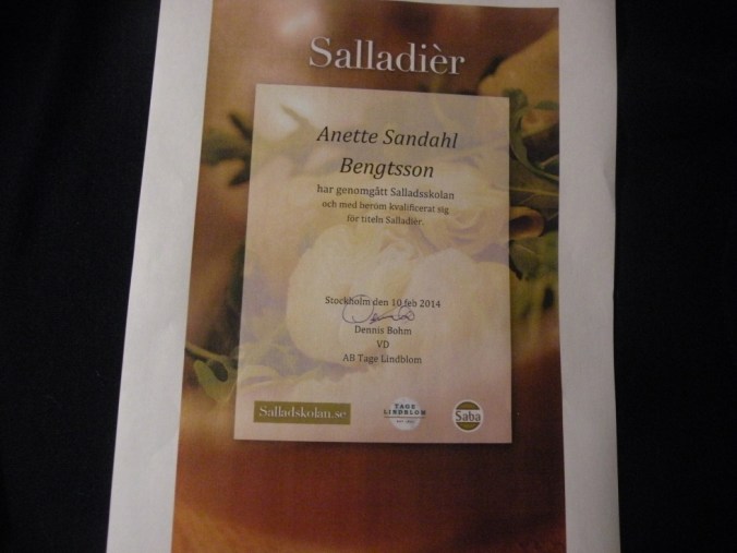 Mitt diplom som Salladièr!  
