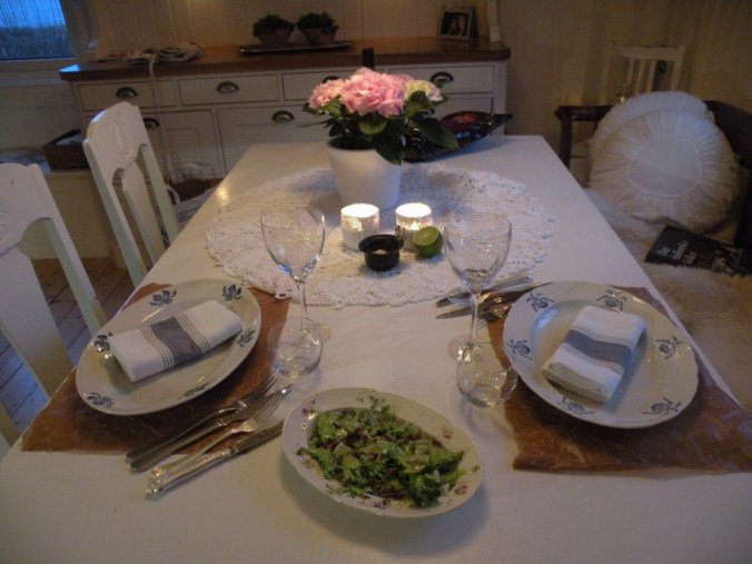 Vacker välkomnande dukning