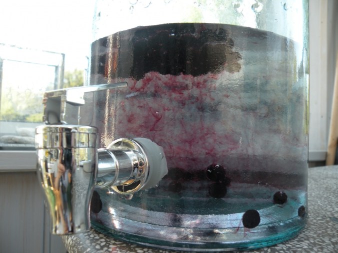 Vattnet färgas lila av fallande bär