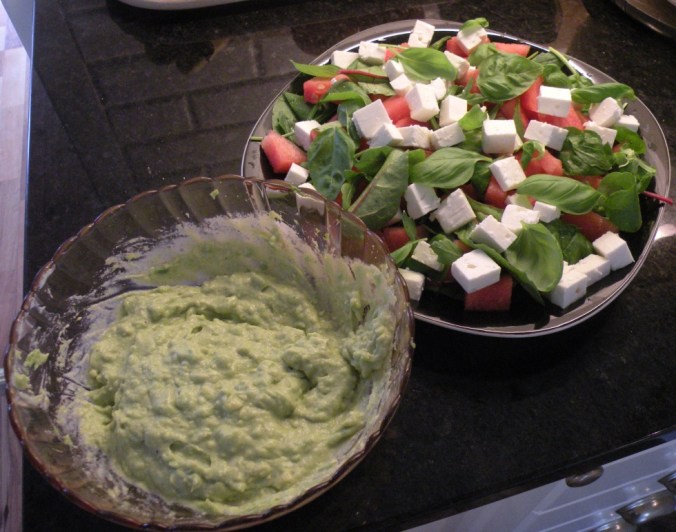 Melonsallad och Guacamole