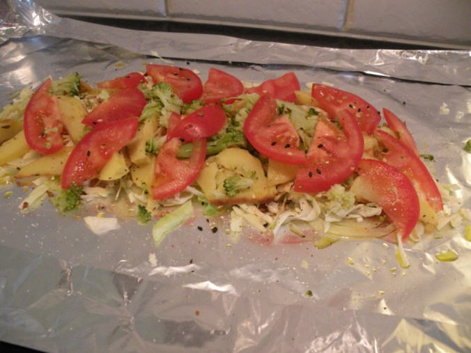 Fisken ska kröna denna skapelse och sen - grillen nästa.