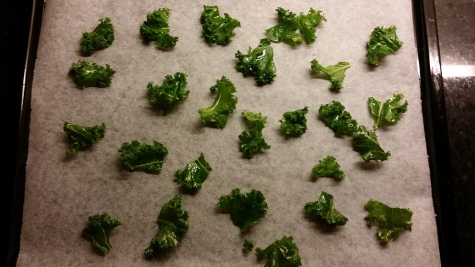 Grönkålschips som ska in i ugnen