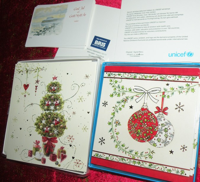 Julkort från BRIS (Barnens rätt i samhället) och Unicef